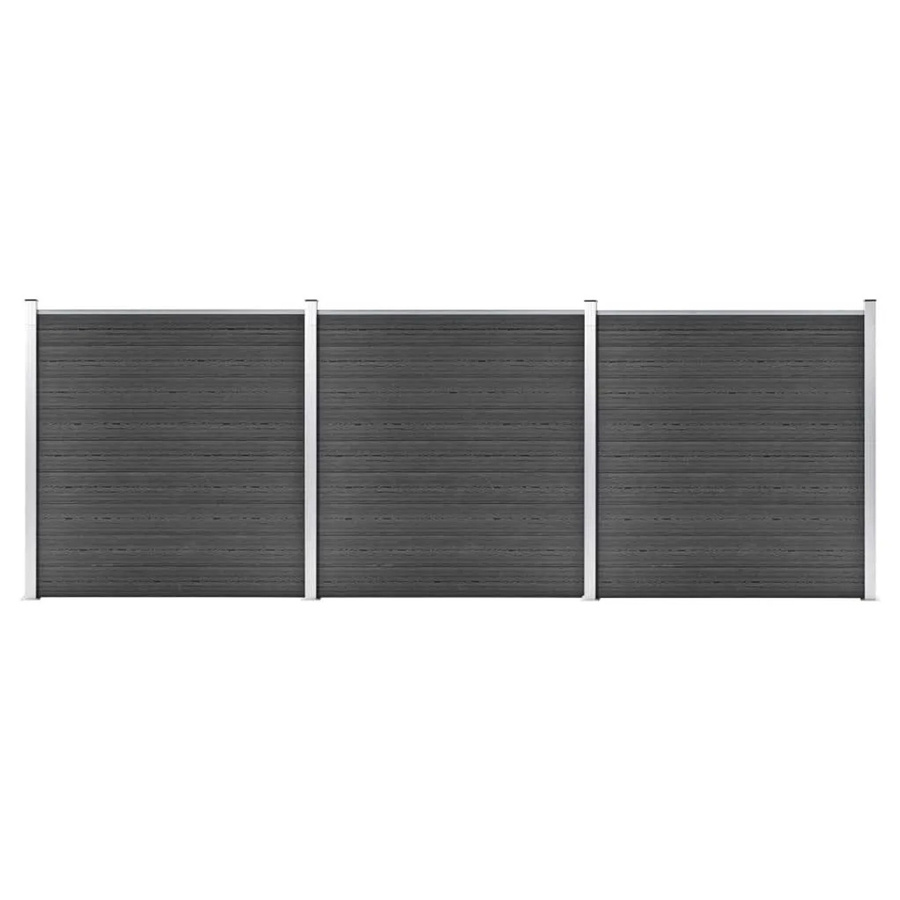 vidaXL Zaunelement Set WPC in Schwarz, B/H: 526 x 186 cm - Bild 2