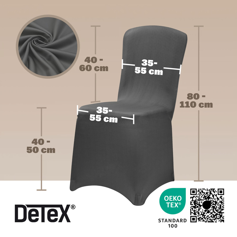 10er-Set Detex® Stuhlhussen für Esszimmerstühle in Anthrazit aus Polyestermischgewebe - Bild 2