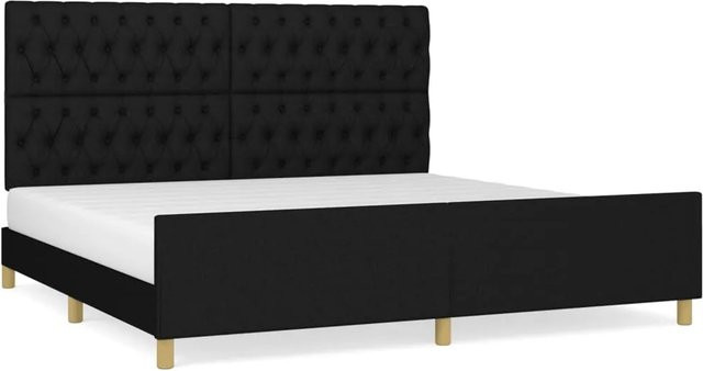vidaXL Bettgestell mit Kopfteil aus Stoff und Lärchenholz in Schwarz, B/T/H: 200 x 200 x 118 cm - Bild 1