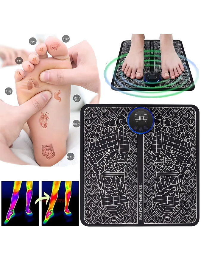 AXH EMS Fußmassagegerät mit Fußtherapie-Maschine und Vollautomatischer Fußmeridian-Druckfunktion in Schwarz - Bild 2