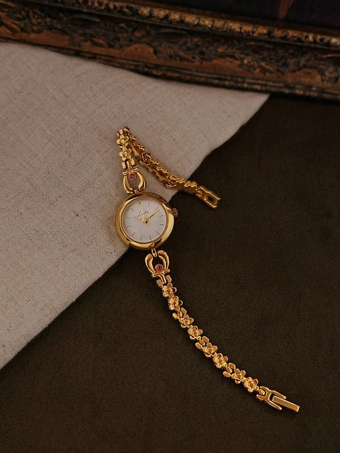 LSVTR Armbanduhr Damen, Quarz, Gold, weißes Zifferblatt, rund - Bild 1