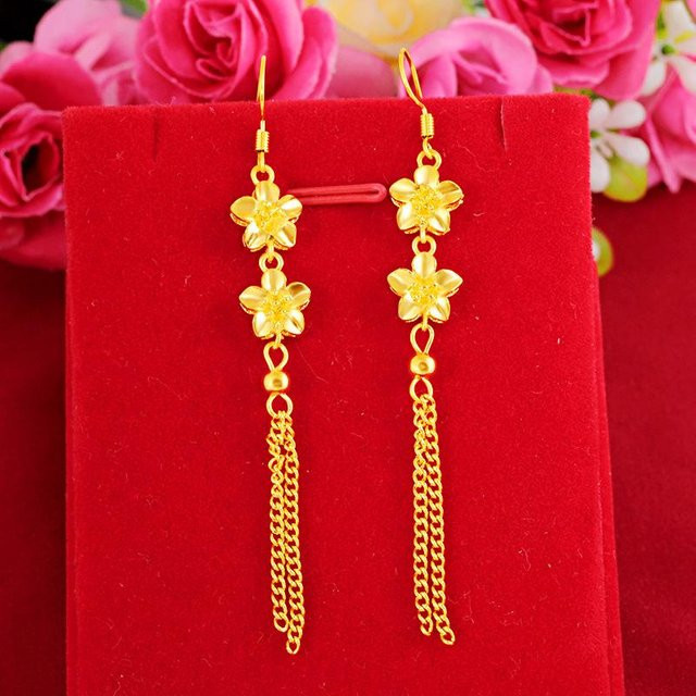 Allbestart Quastenohrringe, vergoldet, Schleifenohrringe, rot, Damen - Bild 1