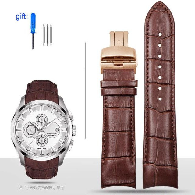Solsticef Uhrenarmband Leder, 22mm, grau, Stahlschließe, Herren - Bild 1