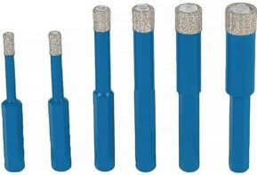 Tyrolit Fliesenbohrset DDT HEX Diamant-Bohrset in Blau, 6-teilig, Durchmesser: 5,6 mm, 8 mm, 10 mm, 12 mm, 14 mm mit Sechskant-Schaft - Bild 1