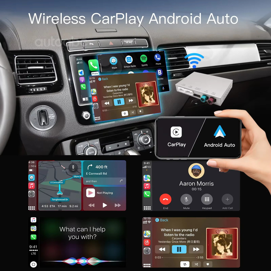 AUTOABC Wireless CarPlay und AirPlay Modul mit Android Auto und Kameraunterstützung für VW Touareg RNS850 7P - Bild 3