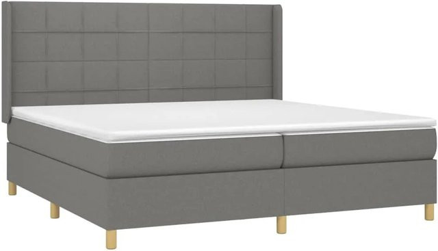 vidaXL Boxspringbett mit Matratze und LED-Unterbettbeleuchtung in Dunkelgrau, Hybridbett mit USB-Anschluss und Taschenfederkern, B/T: 203 x 203 cm, H: 118 cm - Bild 1