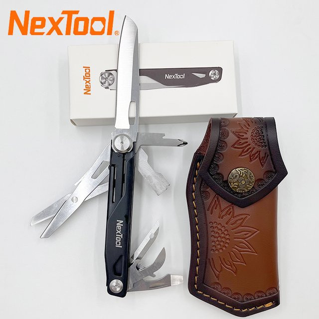 NexTool 12-in-1 Multitool Messer in Schwarz als Outdoor Survival Kit mit Schere und Schraubendreher für deine EDC-Ausrüstung - Bild 1