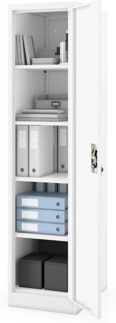 JAN NOWAK ALEX Metallschrank Weiß, Abschließbarer Aktenschrank mit 5 Ebenen für Büro und Werkstatt, H x B x T: 185 x 60 x 45 cm - Bild 1