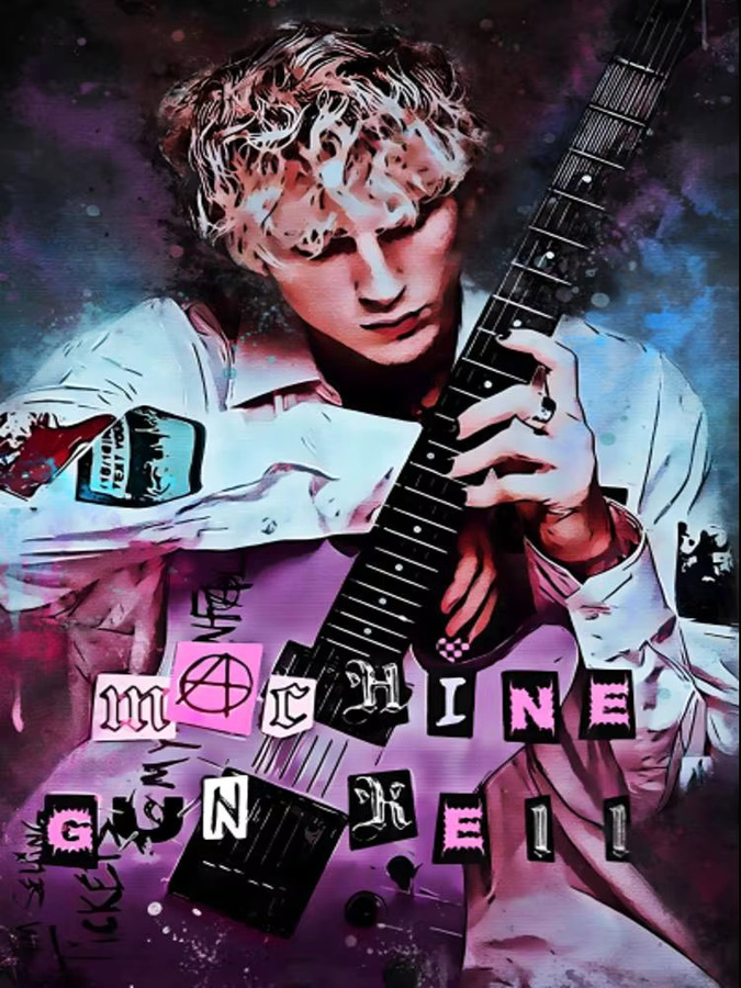 Kayou MGK Machine Gun Kelly Poster, selbstklebender und wasserfester Kunstdruck auf Papier, Wanddekoration, Mehrfarbig, B: 20,0 cm, H: 20,0 cm - Bild 5