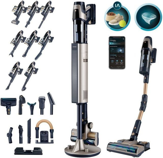 Akku-Stielstaubsauger Wischsauger CECOTEC RZ90 AI AquaPet Flex Connected in Gold mit 310 AW Saugkraft und 110 Minuten Akkulaufzeit - Bild 1