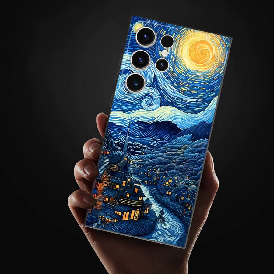 Van Gogh Sternenhimmel Handyhülle in Blau für Samsung Galaxy S22 Plus, S21 5G, S21 FE, S24, S25 Ultra, S20, S23 Ultra und S22 Ultra Cover - Bild 2