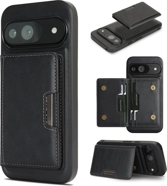 Funda Vintage Business 2in1 Leder Schutzhülle mit Magnetischer Ladung und Kartenhalter für Google Pixel 9, Pixel 8 und Pixel 9 Pro XL in Blau oder Schwarz - Bild 1