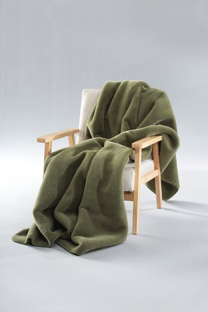 Biederlack Wohndecke Wool Feel in Grün - Bild 1