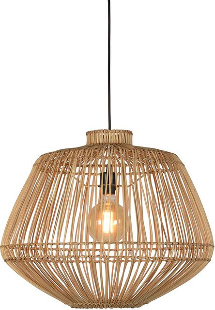 Good&Mojo Madagascar Pendelleuchte aus Korbweide in Natur mit höhenverstellbarem Design und bauchiger Form - Bild 1