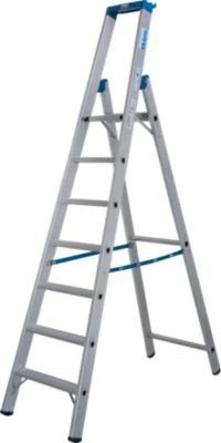 Krause Stabilo Stehleiter R13 mit 7 Stufen aus Aluminium in Silber mit Plattform, Werkzeugablage und Eimerhaken - Bild 1