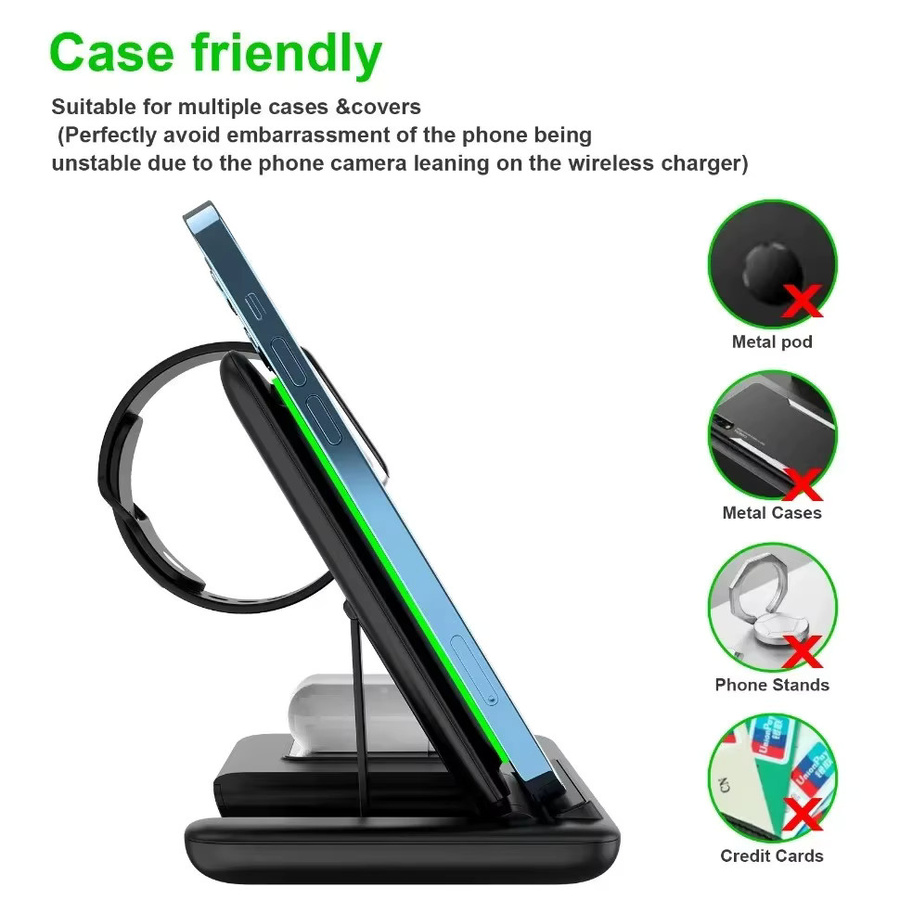 3-in-1 kabellose Reise-Ladestation für iPhone 16 bis 12 Pro Max, iWatch S10 bis SE Ultra und AirPods 4/3 Pro, faltbare Schnell-Ladestation - Bild 6