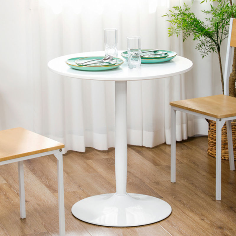 HOMCOM Runder Esstisch für 2 Personen in Weiß mit Stahlbein und MDF-Platte, Durchmesser: 70 cm, Höhe: 75 cm - Bild 3
