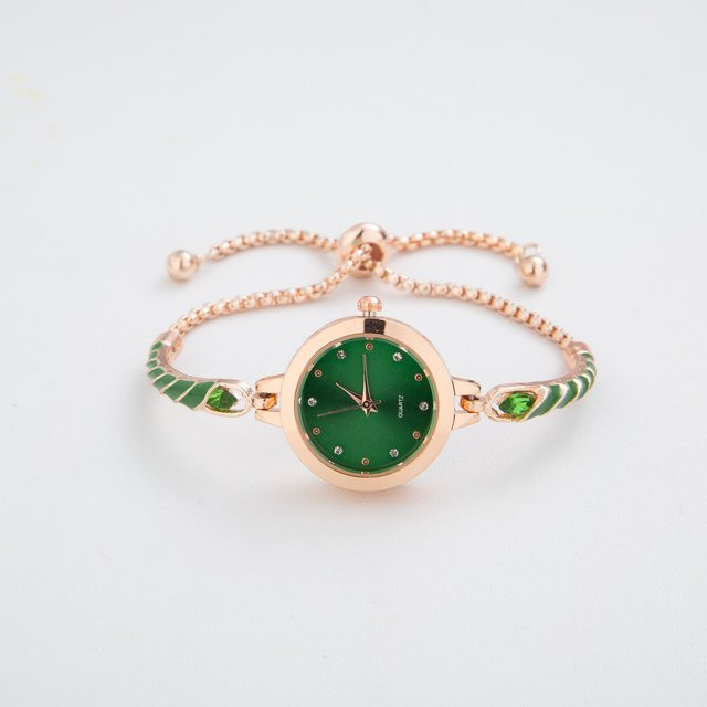 Armbanduhr, Quarz, Edelstahl, Roségold, Grün, Damen, 37 mm - Bild 1