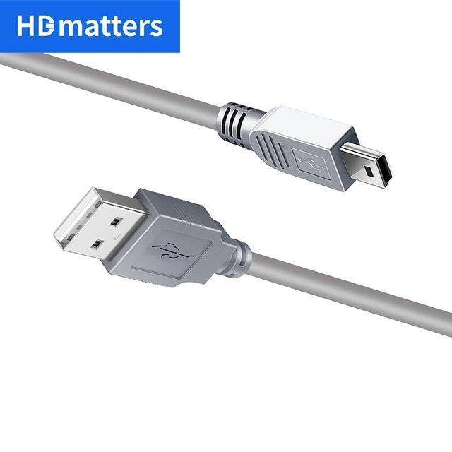 HDmatters Mini-USB-Kabel USB 2.0 A-Stecker auf USB Mini-B 5Pin zum Laden und für die Datenübertragung von GoPro Hero 3+, PS3-Controller und MP3-Playern - Bild 1