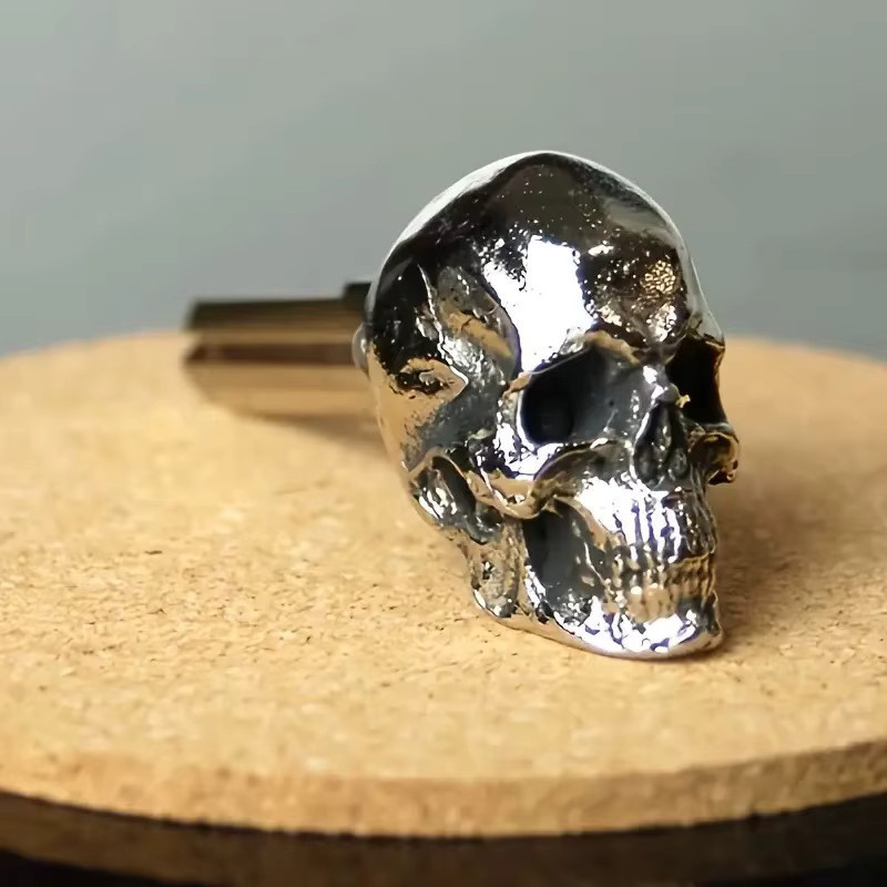 Velishy Schlüsselanhänger Totenkopf, Metall, Silber, Unisex - Bild 3