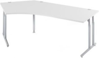 Schäfer Shop Select Winkelschreibtisch COMBITEC mit 135 Grad Winkel links und C-Fuß, Farbe lichtgrau/weißalu, B: 216,5 cm, T: 80 cm, H: 67,7-81,7 cm - Bild 1