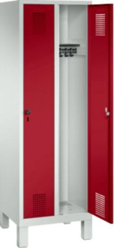 C+P Garderobenschrank Evolo aus Stahl mit Rubinrot Front und lichtgrauem Korpus, H x B x T: 185 x 61 x 50 cm - Bild 2