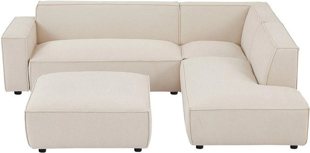 Vente-unique Sofa Borore in Beige ohne Schlafmöglichkeit mit L-Form und Polsterung, Breite: 256 cm, Tiefe: 95 cm - Bild 1