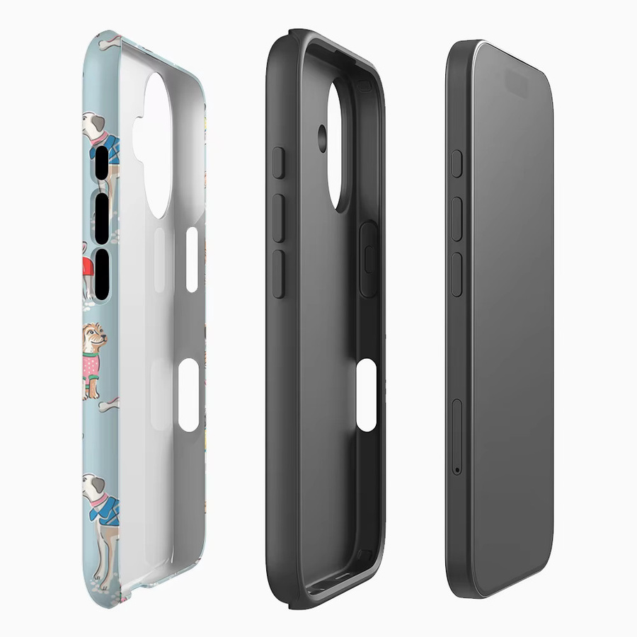 Handyhülle mit niedlichem Hundendesign für Apple iPhone 17 16 15 14 13 12 Pro Max Plus in Blau mit doppelschichtiger Rückseite - Bild 2