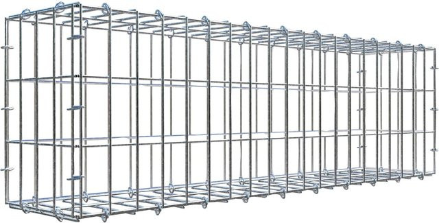 C-Ring-Gabione in Silbergrau mit Maschenweite 5 x 10 cm, B/T/H: 100 x 30 x 20 cm - Bild 1