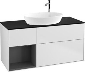 V&B Waschtischunterschrank Finion mit Wandbeleuchtung, Weiß lackiert, B/T/H: 120 x 50,1 x 60,3 cm - Bild 1
