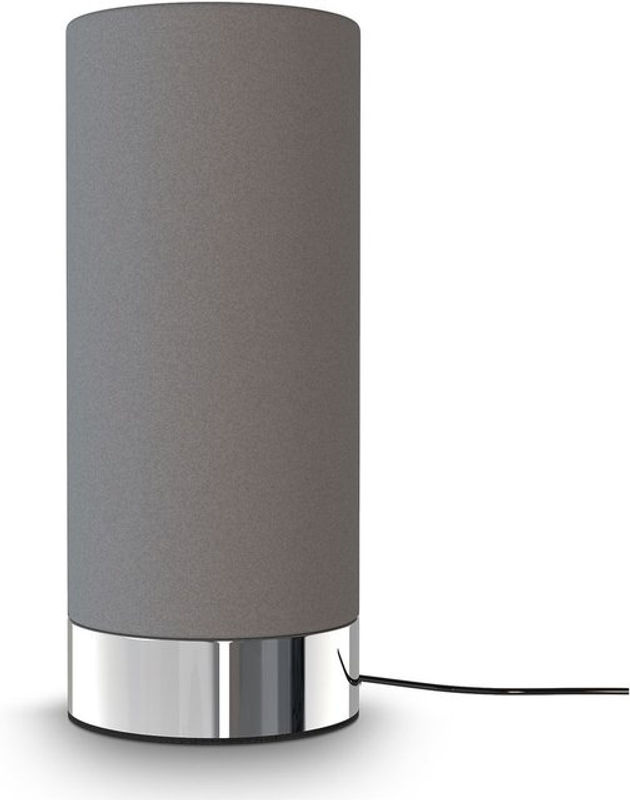 B.K.Licht Tischleuchte in Chrom und Grau mit Stoffschirm, dimmbar und Touch-Funktion, E14, max. 40W - Bild 2