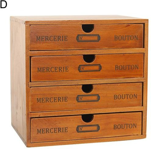 Full in Love House Retro Aufbewahrungsbox aus Massivholz in Braun mit mehreren Fächern für Schreibtisch und Schrank B/T/H: 17,5 x 24,5 x 18,5 cm - Bild 1