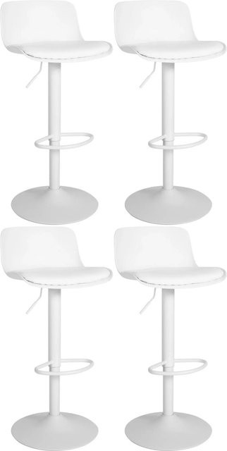 4er Set DELUKE Barhocker CABEL aus Kunstleder in Weiß, höhenverstellbare Barstühle mit Lehne und 360 Grad Drehsitz, B/T/H: 43,5 x 46 x 75 cm - Bild 1
