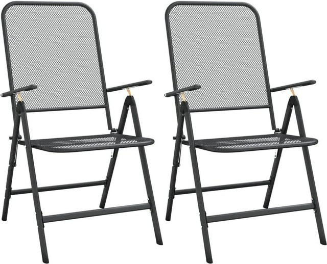 Furnicato Set aus 2 klappbaren Gartenstühlen mit Streckgitter und Textilene in Anthrazit - Bild 1