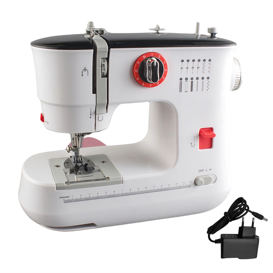 LetCartMaker Elektrische Mini-Doppelfaden-Nähmaschine mit 12 Stichen und Fußpedal in Weiß, B/T/H: 25,5 x 30,5 cm - Bild 4