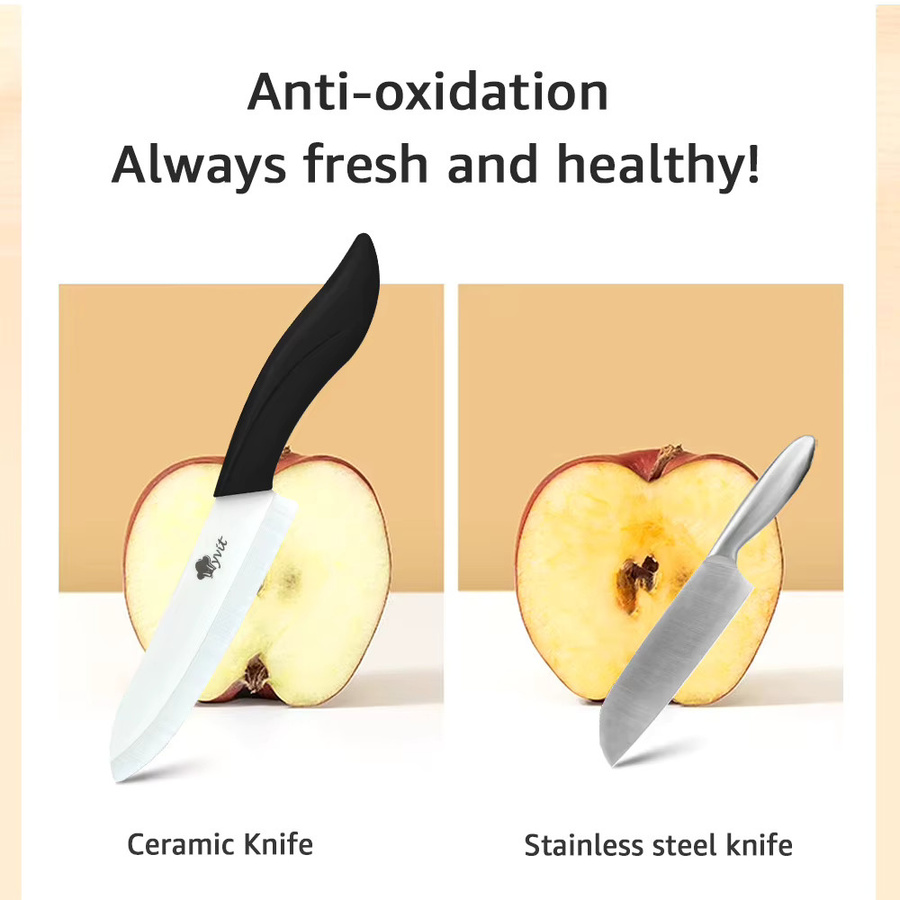 MYVIT Keramikmesser-Set mit weißen Zirkonia-Klingen inklusive Schäler für die Küche - Bild 4