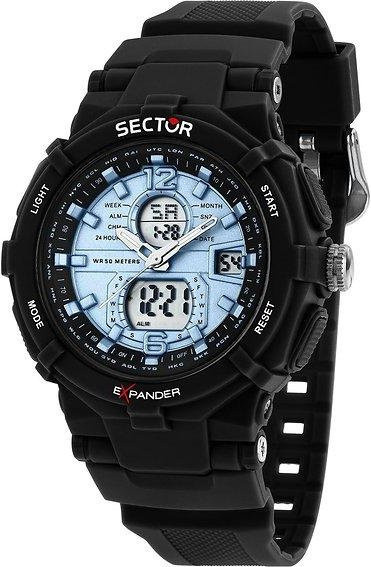Sector Herrenuhr, Quarz, Silikonarmband, blaues Zifferblatt, 50 mm - Bild 1
