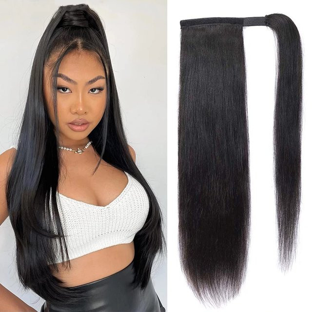 Dula A Hair Echthaar-Pferdeschwanz-Extensions, Damen, Natürliches Schwarz - Bild 1