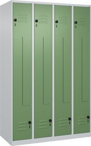 C+P Z-Spind Classic PLUS Spind mit 8 Fächern und Garderobenstange, Grau/Grün, H x B x T: 185 x 120 x 50 cm - Bild 1