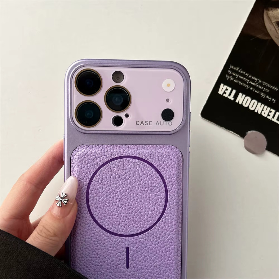 Xeber Magnetische Leder-Textur Handyhülle für iPhone mit MagSafe Schutzfunktion in Weiß - Bild 3