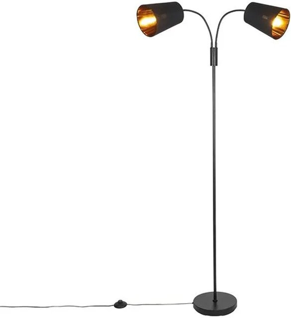QAZQA Moderne Stehlampe Carmen in Schwarz mit 2 Leuchten für Wohnzimmer und Schlafzimmer, Höhe: 160 cm - Bild 1