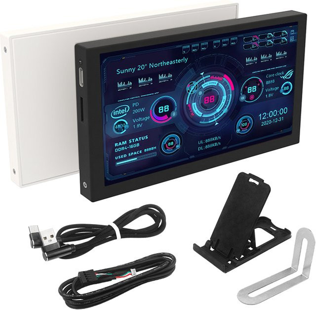 TURZX 5 Zoll USB Typ-C Sekundärbildschirm mit IPS LCD für Computer CPU GPU RAM HDD Anzeige in Schwarz - Bild 1