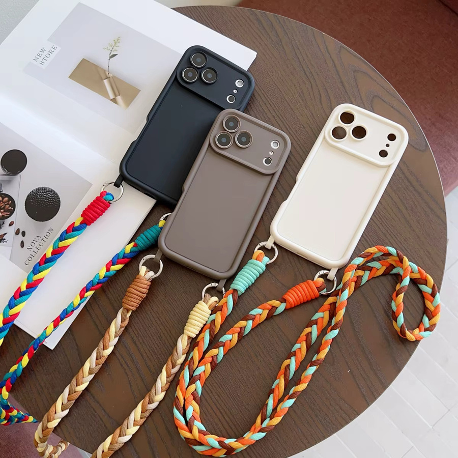 Stoßfeste Lanyard Handyhülle für Apple iPhone 17 Pro Max, 16, 15 Plus, 14, 13 mit Crossbody Neck Cord Strap und Soft Lens Protection in Grün und Multicolour - Bild 2