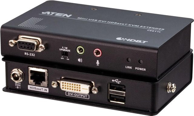 ATEN CE611 KVM-Extender mit HDBaseT für USB, Audio und serielle Schnittstellen in Schwarz - Bild 1