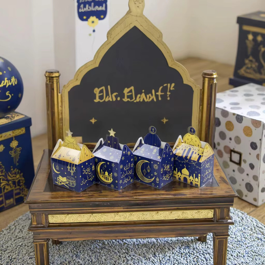 12 oder 24 Stück Eid Mubarak Geschenkkartons für Ramadan Kareem Party Dekoration in Mehrfarbig und Blau aus Papier - Bild 3