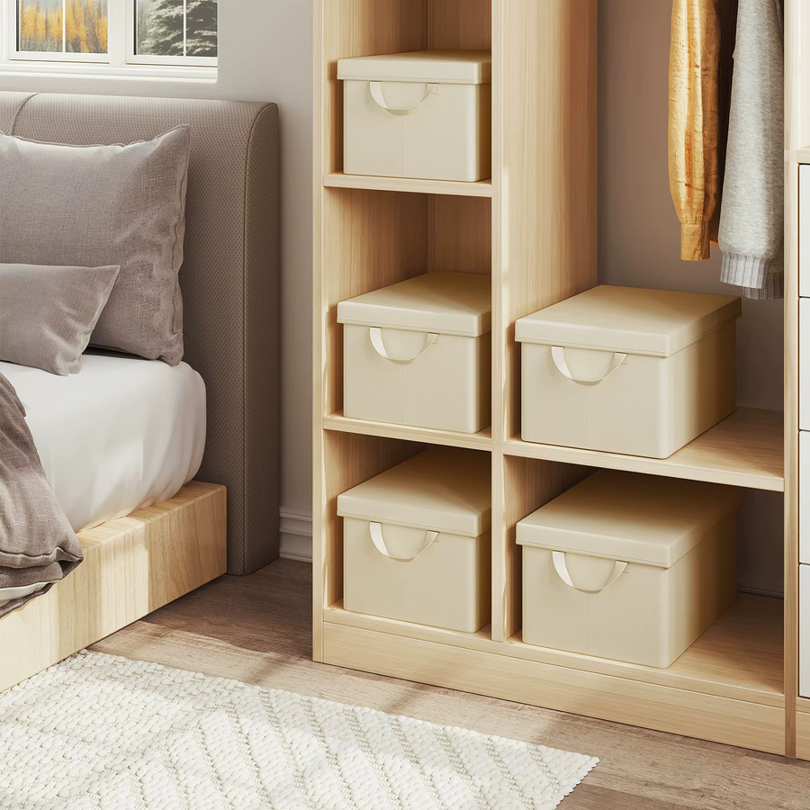 WOLTU Faltbare Aufbewahrungsboxen mit Deckel aus Stoff in Beige für Kleidung und Quilts - Bild 2