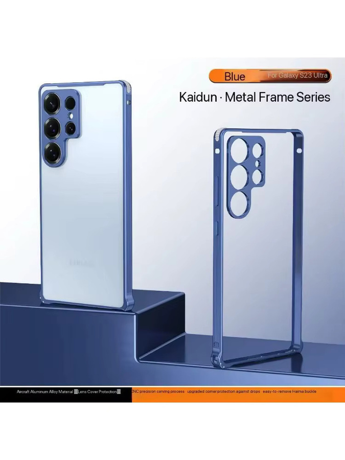 Stoßfeste Aluminium Metall Bumper Schutzhülle für Samsung Galaxy S25 Ultra Plus, S24, A56, A36 5G in Schwarz mit Objektivabdeckung und Wärmeableitung - Bild 5