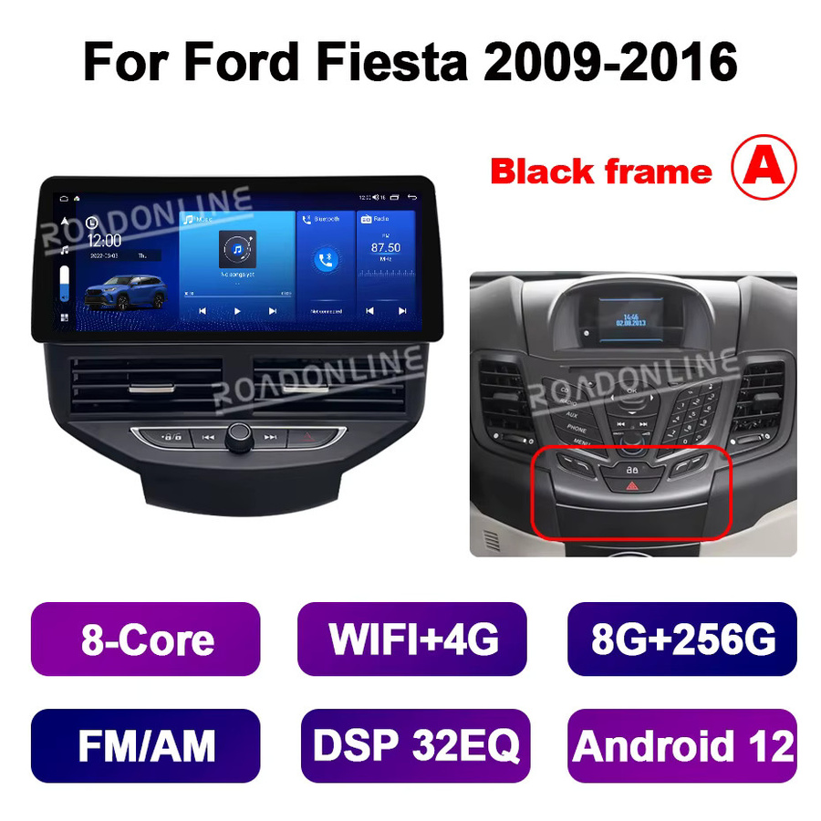 Roadonline Android 14 Auto-Multimedia-Player mit 12,3 Zoll Display für Ford Fiesta MK6 MK7 2009-2018, GPS, WiFi und CarPlay, Schwarz - Bild 4