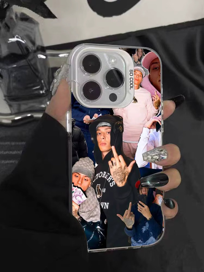 Stoßfeste Handyhülle Central Cee Design für Apple iPhone 11 bis 17 Pro Max Plus in Schwarz Weiß - Bild 7
