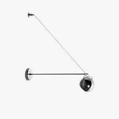 Fabbian Beluga Steel Wandleuchte in Schwarz und Silber mit transparentem Glassphären-Design - Bild 1